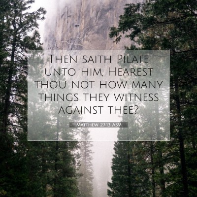 Picture 07 - Matthew 27:13 ASV - Then saith Pilate unto him, Hearest thou not how - Bible Verse Picture