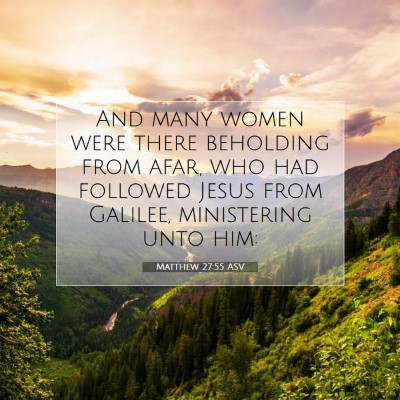 Picture 07 - Matthew 27:55 ASV - And many women were there beholding from afar, - Bible Verse Picture
