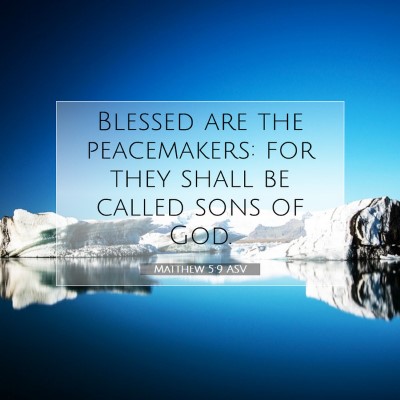 Picture 07 - Matthew 5:9 ASV - Blessed are the peacemakers: for they shall be - Bible Verse Picture