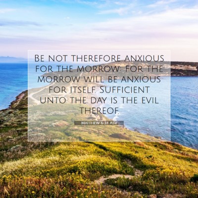 Picture 07 - Matthew 6:34 ASV - Be not therefore anxious for the morrow: for the - Bible Verse Picture