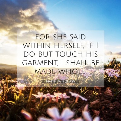 Picture 07 - Matthew 9:21 ASV - for she said within herself, If I do but touch - Bible Verse Picture