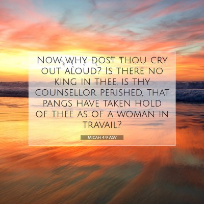 Picture 07 - Micah 4:9 ASV - Now why dost thou cry out aloud? Is there no king - Bible Verse Picture