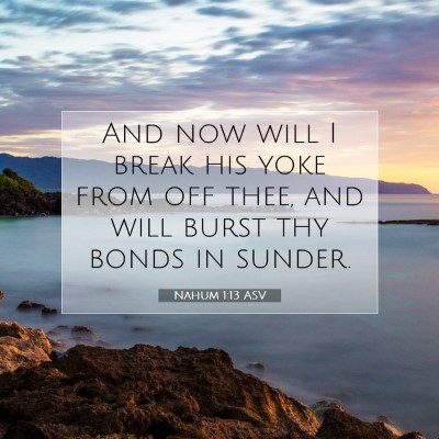 Picture 07 - Nahum 1:13 ASV - And now will I break his yoke from off thee, and - Bible Verse Picture