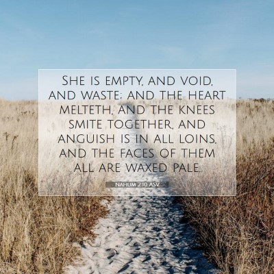 Picture 07 - Nahum 2:10 ASV - She is empty, and void, and waste; and the heart - Bible Verse Picture