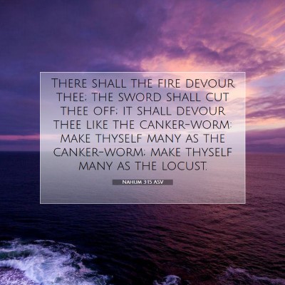 Picture 07 - Nahum 3:15 ASV - There shall the fire devour thee; the sword shall - Bible Verse Picture