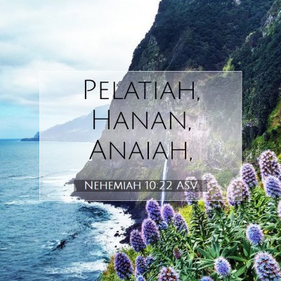 Picture 07 - Nehemiah 10:22 ASV - Pelatiah, Hanan, - Bible Verse Picture