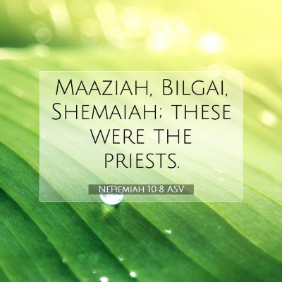 Picture 07 - Nehemiah 10:8 ASV - Maaziah, Bilgai, Shemaiah; these were the - Bible Verse Picture