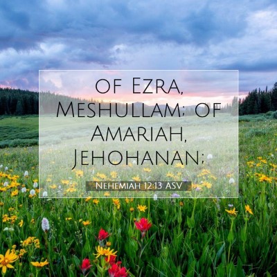 Picture 07 - Nehemiah 12:13 ASV - of Ezra, Meshullam; of Amariah, - Bible Verse Picture