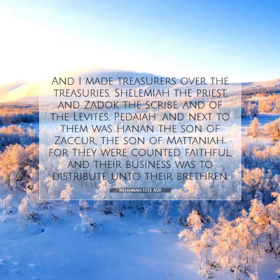Picture 07 - Nehemiah 13:13 ASV - And I made treasurers over the treasuries, - Bible Verse Picture
