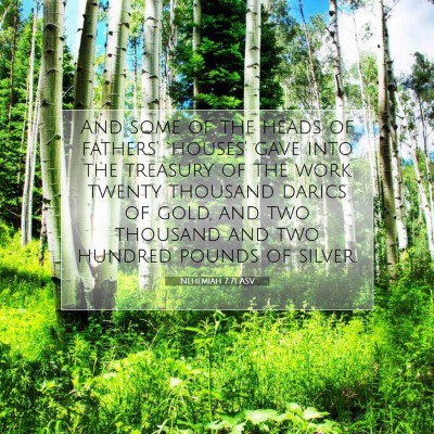 Picture 07 - Nehemiah 7:71 ASV - And some of the heads of fathers' `houses' gave - Bible Verse Picture