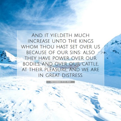 Picture 07 - Nehemiah 9:37 ASV - And it yieldeth much increase unto the kings whom - Bible Verse Picture