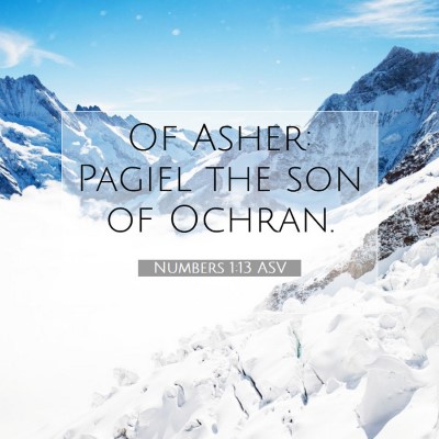 Picture 07 - Numbers 1:13 ASV - Of Asher: Pagiel the son of - Bible Verse Picture