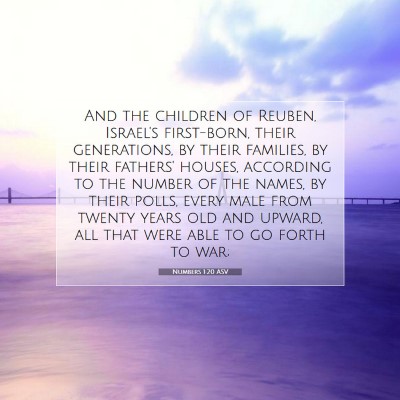Picture 07 - Numbers 1:20 ASV - And the children of Reuben, Israel's first-born, - Bible Verse Picture