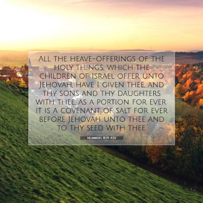 Picture 07 - Numbers 18:19 ASV - All the heave-offerings of the holy things, which - Bible Verse Picture