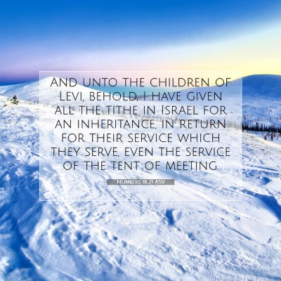 Picture 07 - Numbers 18:21 ASV - And unto the children of Levi, behold, I have - Bible Verse Picture