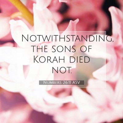 Picture 07 - Numbers 26:11 ASV - Notwithstanding, the sons of Korah died - Bible Verse Picture