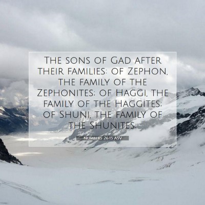 Picture 07 - Numbers 26:15 ASV - The sons of Gad after their families: of Zephon, - Bible Verse Picture