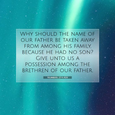 Picture 07 - Numbers 27:4 ASV - Why should the name of our father be taken away - Bible Verse Picture