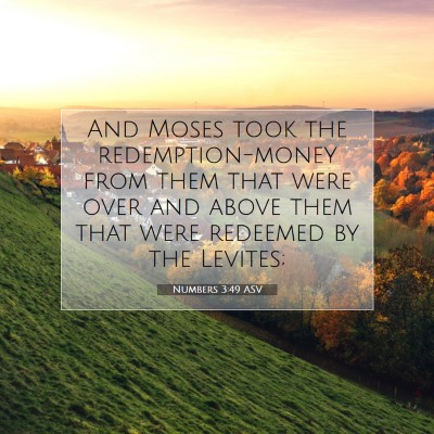 Picture 07 - Numbers 3:49 ASV - And Moses took the redemption-money from them - Bible Verse Picture