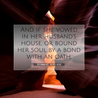 Picture 07 - Numbers 30:10 ASV - And if she vowed in her husband's house, or bound - Bible Verse Picture