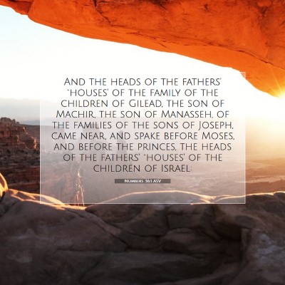Picture 07 - Numbers 36:1 ASV - And the heads of the fathers' `houses' of the - Bible Verse Picture