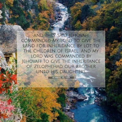Picture 07 - Numbers 36:2 ASV - and they said, Jehovah commanded my lord to give - Bible Verse Picture