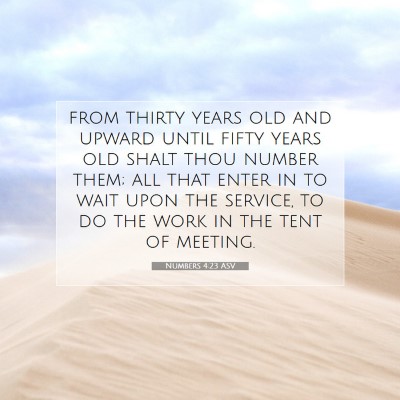Picture 07 - Numbers 4:23 ASV - from thirty years old and upward until fifty - Bible Verse Picture