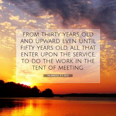 Picture 07 - Numbers 4:3 ASV - from thirty years old and upward even until fifty - Bible Verse Picture