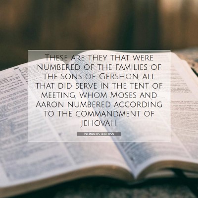 Picture 07 - Numbers 4:41 ASV - These are they that were numbered of the families - Bible Verse Picture