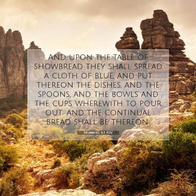 Picture 07 - Numbers 4:7 ASV - And upon the table of showbread they shall spread - Bible Verse Picture