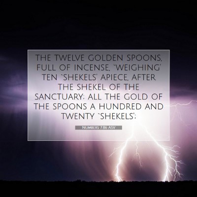 Picture 07 - Numbers 7:86 ASV - the twelve golden spoons, full of incense, - Bible Verse Picture