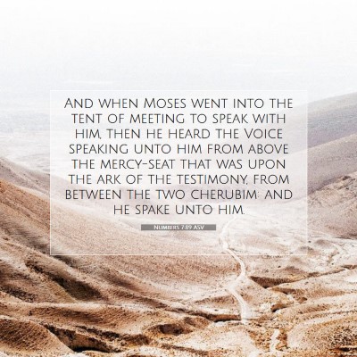 Picture 07 - Numbers 7:89 ASV - And when Moses went into the tent of meeting to - Bible Verse Picture