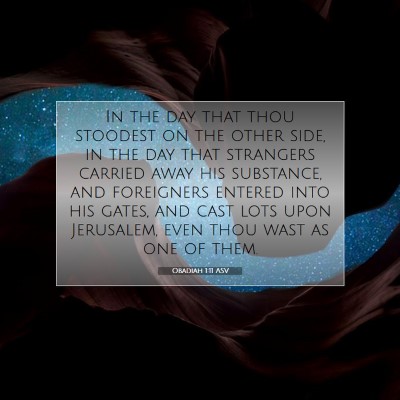 Picture 07 - Obadiah 1:11 ASV - In the day that thou stoodest on the other side, - Bible Verse Picture