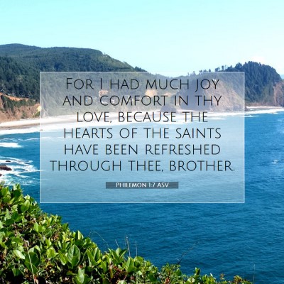 Picture 07 - Philemon 1:7 ASV - For I had much joy and comfort in thy love, - Bible Verse Picture