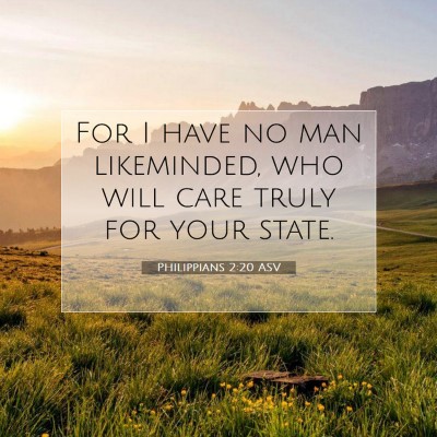 Picture 07 - Philippians 2:20 ASV - For I have no man likeminded, who will care truly - Bible Verse Picture