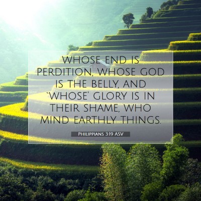 Picture 07 - Philippians 3:19 ASV - whose end is perdition, whose god is the belly, - Bible Verse Picture