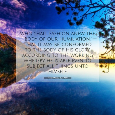 Picture 07 - Philippians 3:21 ASV - who shall fashion anew the body of our - Bible Verse Picture