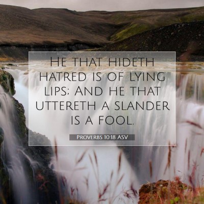 Picture 07 - Proverbs 10:18 ASV - He that hideth hatred is of lying lips; And he - Bible Verse Picture