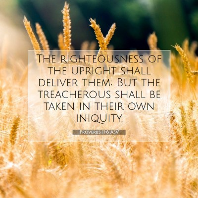 Picture 07 - Proverbs 11:6 ASV - The righteousness of the upright shall deliver - Bible Verse Picture
