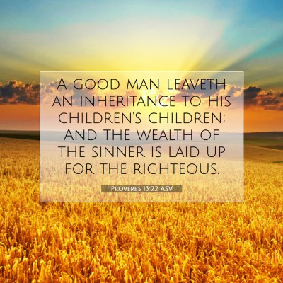 Picture 07 - Proverbs 13:22 ASV - A good man leaveth an inheritance to his - Bible Verse Picture