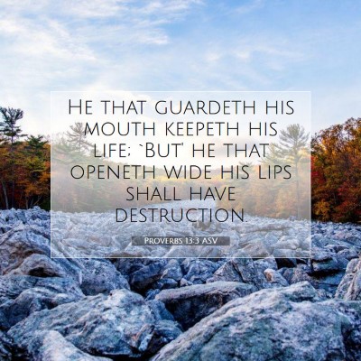Picture 07 - Proverbs 13:3 ASV - He that guardeth his mouth keepeth his life; - Bible Verse Picture