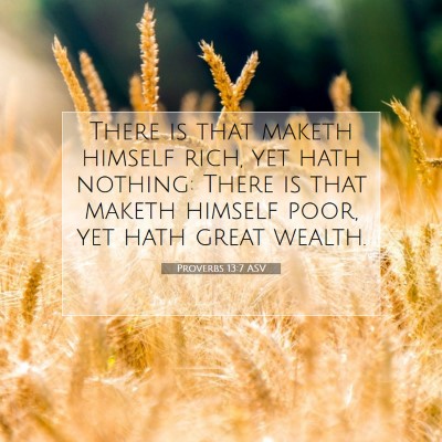 Picture 07 - Proverbs 13:7 ASV - There is that maketh himself rich, yet hath - Bible Verse Picture