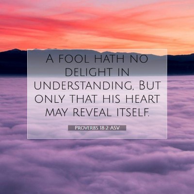 Picture 07 - Proverbs 18:2 ASV - A fool hath no delight in understanding, But only - Bible Verse Picture