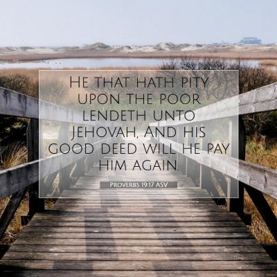Picture 07 - Proverbs 19:17 ASV - He that hath pity upon the poor lendeth unto - Bible Verse Picture