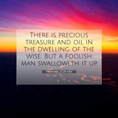 Picture 07 - Proverbs 21:20 ASV - There is precious treasure and oil in the - Bible Verse Picture