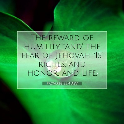 Picture 07 - Proverbs 22:4 ASV - The reward of humility `and' the fear of Jehovah - Bible Verse Picture