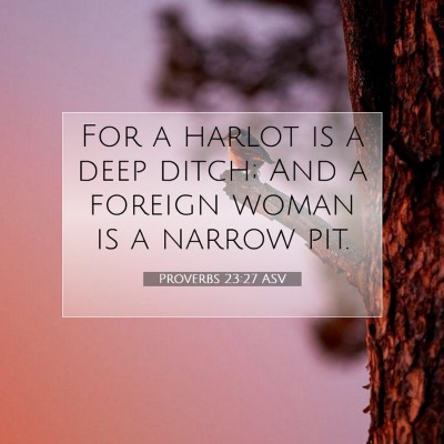 Picture 07 - Proverbs 23:27 ASV - For a harlot is a deep ditch; And a foreign woman - Bible Verse Picture