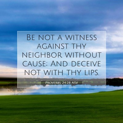 Picture 07 - Proverbs 24:28 ASV - Be not a witness against thy neighbor without - Bible Verse Picture