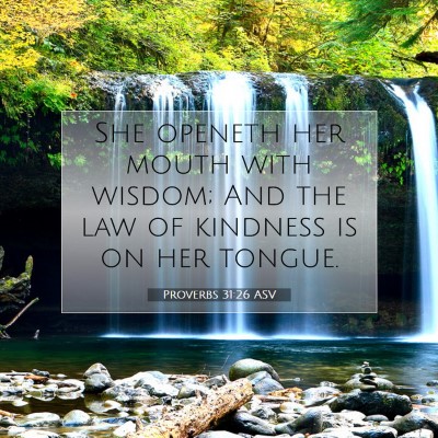 Picture 07 - Proverbs 31:26 ASV - She openeth her mouth with wisdom; And the law of - Bible Verse Picture