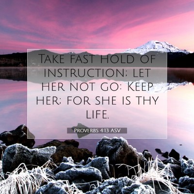 Picture 07 - Proverbs 4:13 ASV - Take fast hold of instruction; let her not go: - Bible Verse Picture